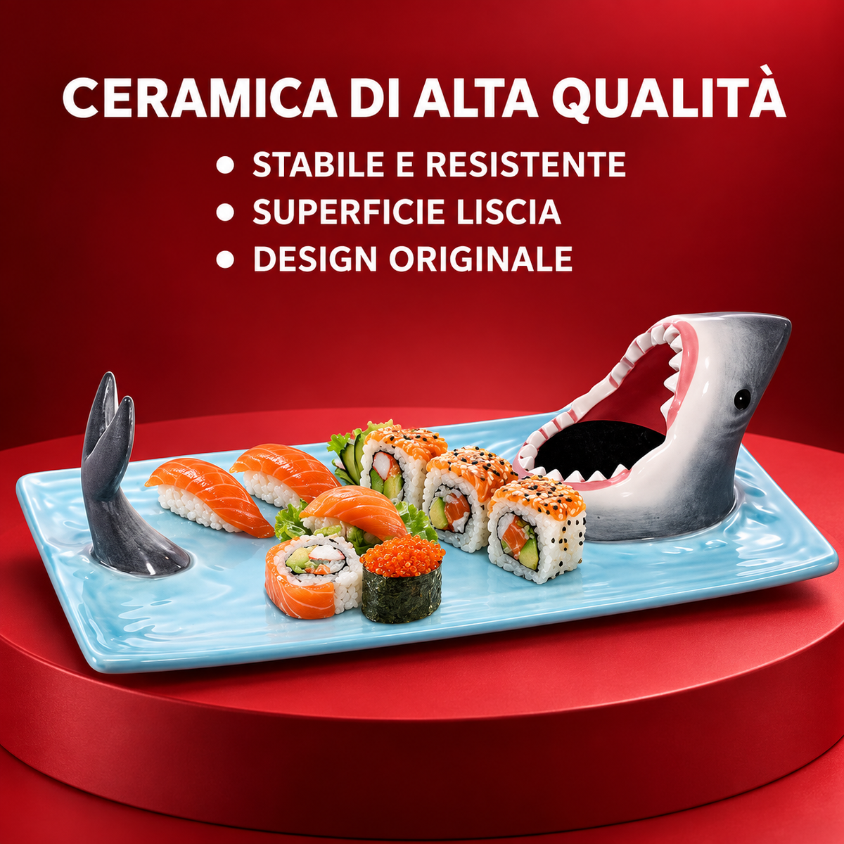 Piatto Squalo In Ceramica