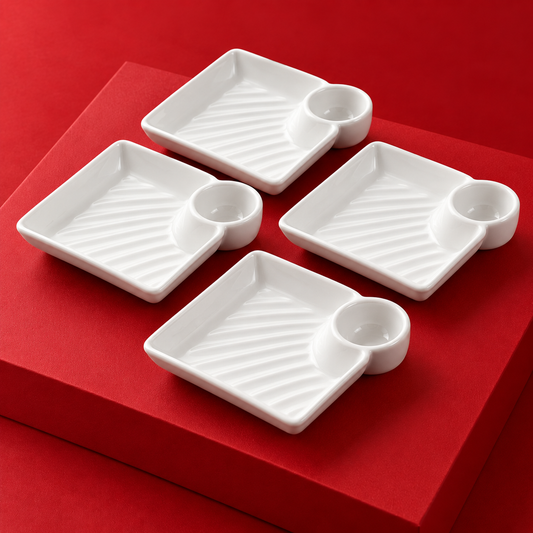 Set 4 Piatti Sushi con Portasalsa