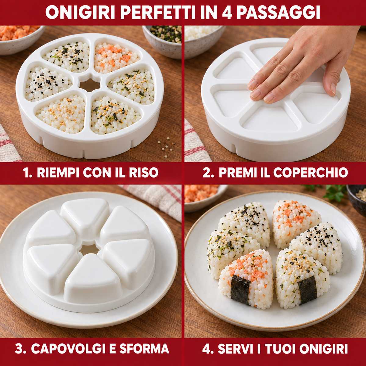Onigiri preparati con il kit Sushingo