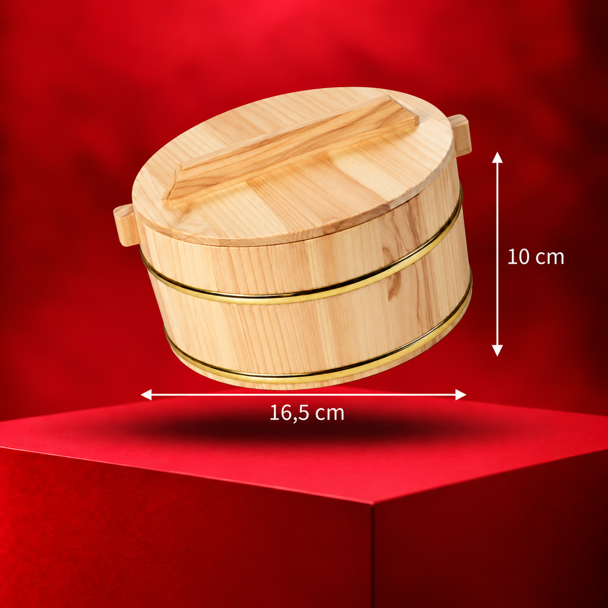 Hangiri grande con coperchio e dimensioni di 16,5 × 10 cm