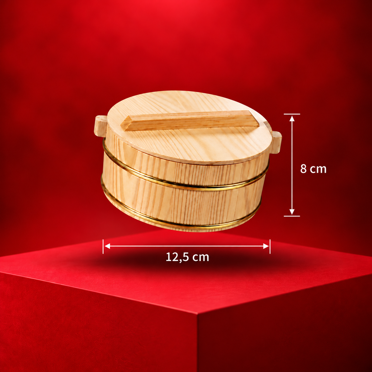 Hangiri piccolo con coperchio e dimensioni di 12,5 × 8 cm