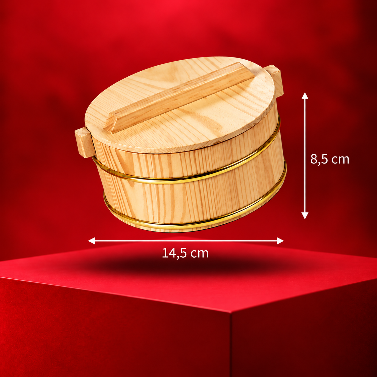 Hangiri medio con coperchio e dimensioni di 14,5 × 8,5 cm