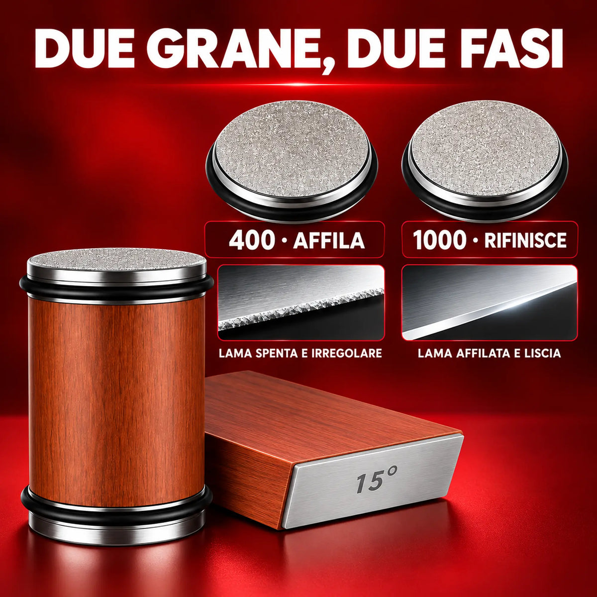 Disco 400 per affilare e disco 1000 per rifinire