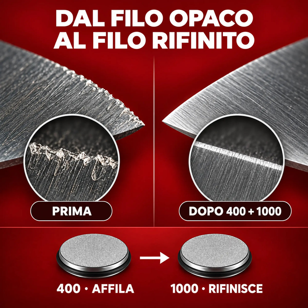 Risultato del filo con grane 400 e 1000